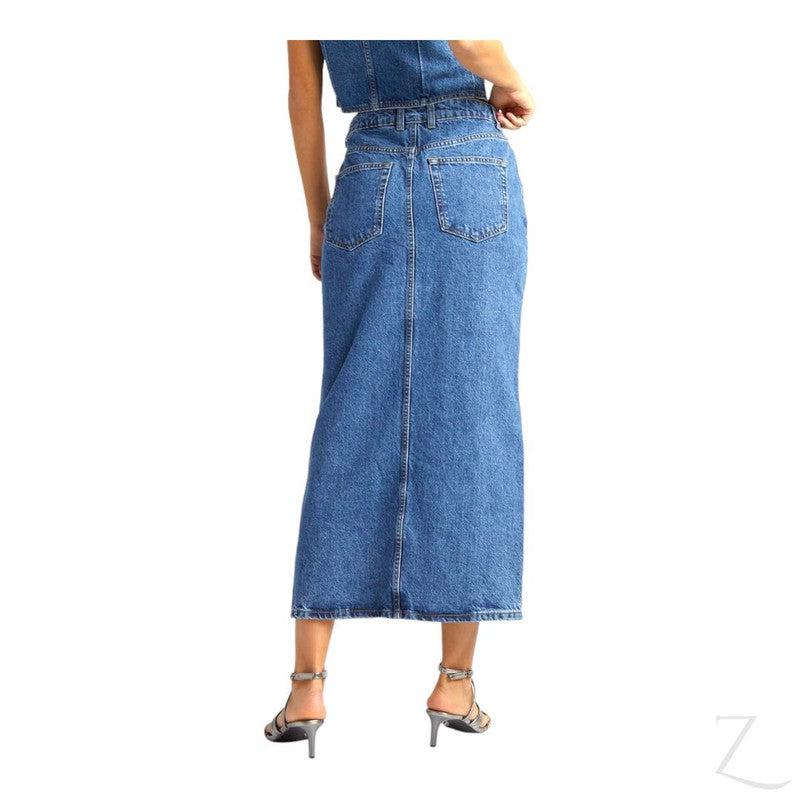 Buy-Ladies Super Strong Plain Pencil Denim Skirt | Maxi | "Mina"-Online-in South Africa-on Zalemart