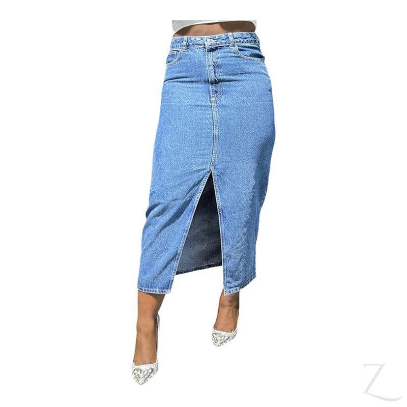 Buy-Ladies Super Strong Plain Pencil Denim Skirt | Maxi | "Mina"-Online-in South Africa-on Zalemart