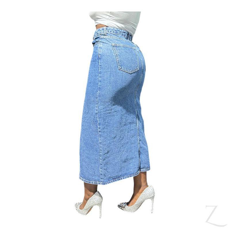 Buy-Ladies Super Strong Plain Pencil Denim Skirt | Maxi | "Mina"-Online-in South Africa-on Zalemart