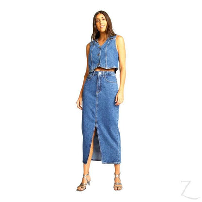 Buy-Ladies Super Strong Plain Pencil Denim Skirt | Maxi | "Mina"-Online-in South Africa-on Zalemart