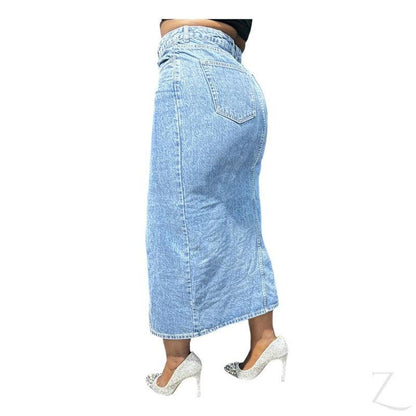 Buy-Ladies Super Strong Plain Pencil Denim Skirt | Maxi | "Mina"-Online-in South Africa-on Zalemart