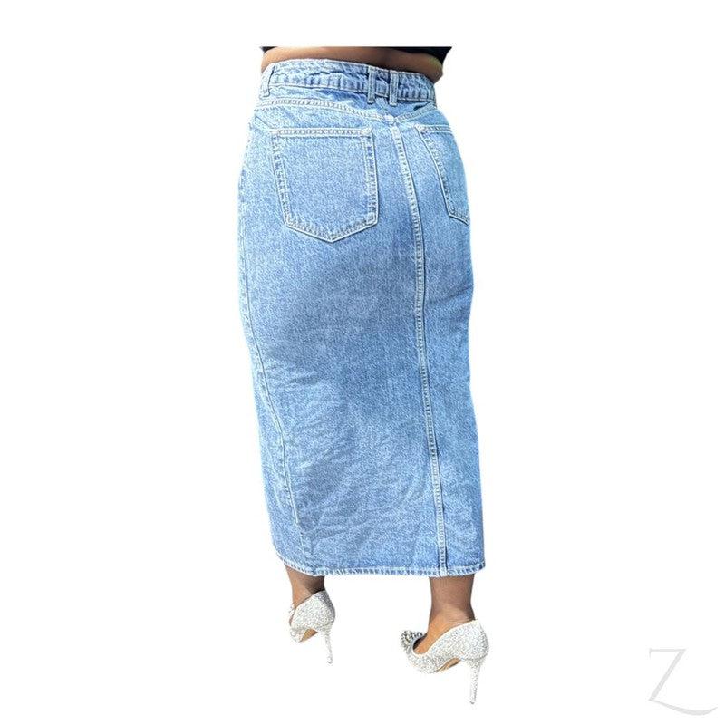 Buy-Ladies Super Strong Plain Pencil Denim Skirt | Maxi | "Mina"-Online-in South Africa-on Zalemart