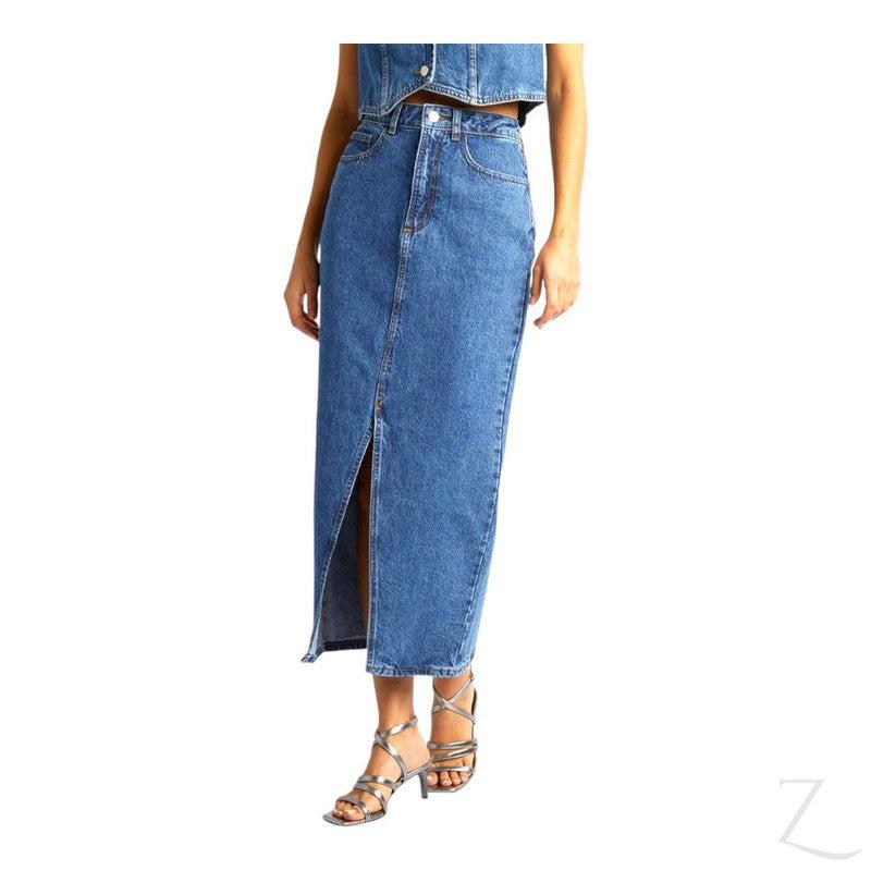 Buy-Ladies Super Strong Plain Pencil Denim Skirt | Maxi | "Mina"-Online-in South Africa-on Zalemart