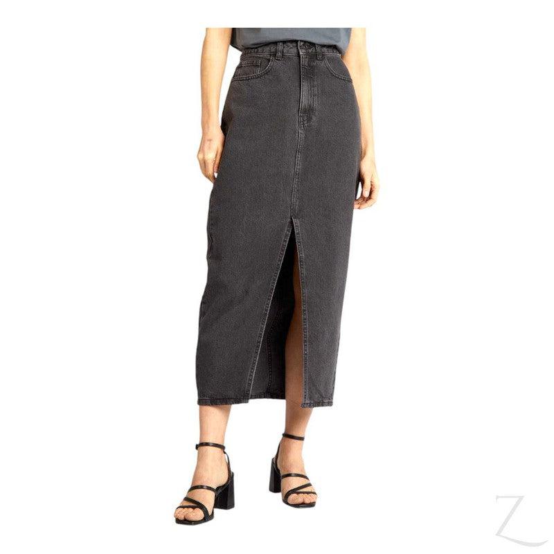 Buy-Ladies Super Strong Plain Pencil Denim Skirt | Midi | "Mina"-Grey-28-Online-in South Africa-on Zalemart