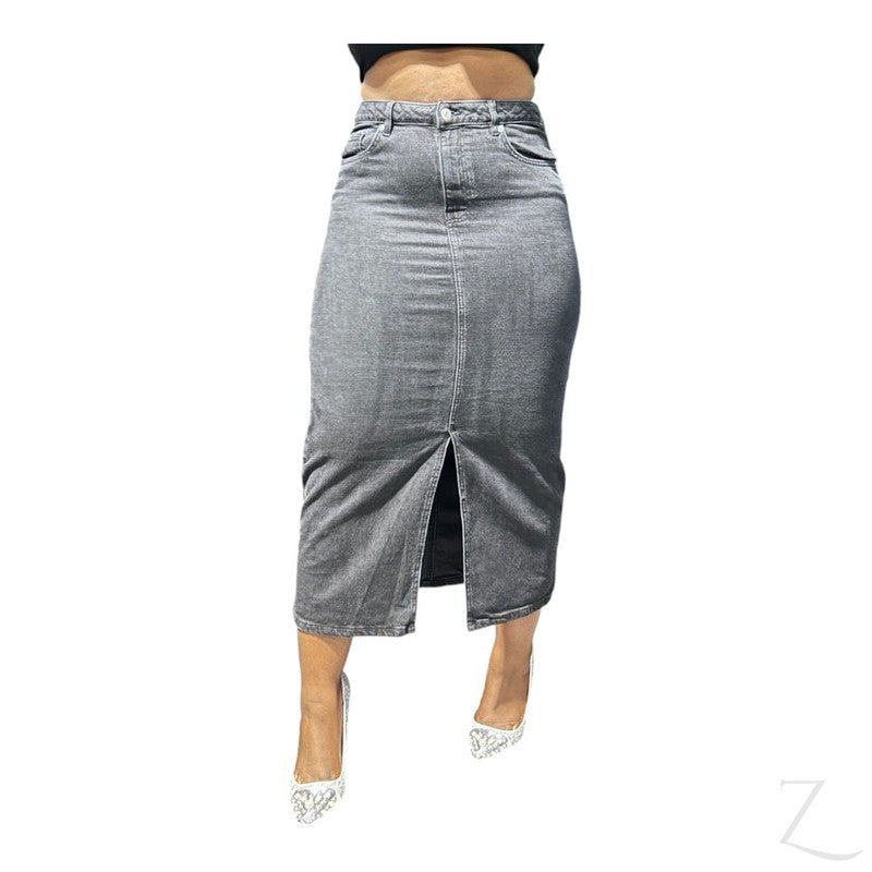 Buy-Ladies Super Strong Plain Pencil Denim Skirt | Midi | "Mina"-Online-in South Africa-on Zalemart