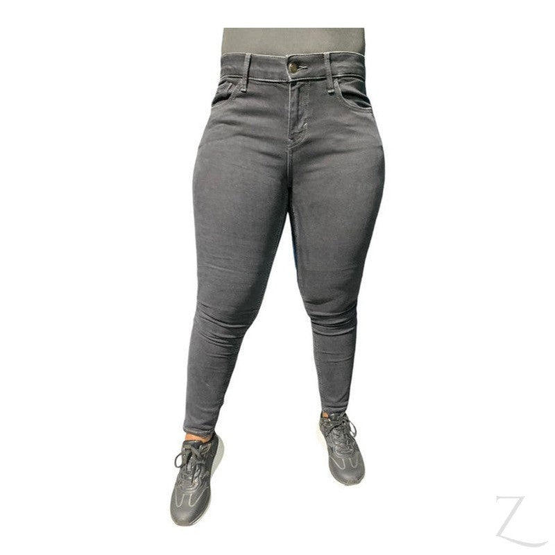 Buy-Ladies Super Strong Slightly Stretchy Skinny Denim Jeans | Plain | "Roo"-Charcoal Black-28-Regular-Online-in South Africa-on Zalemart