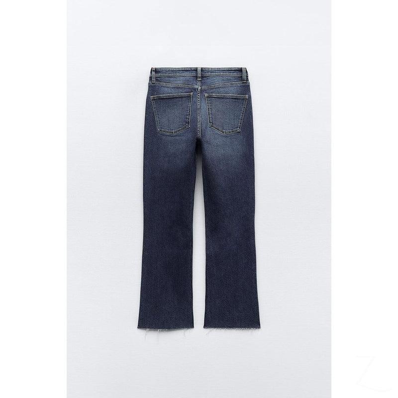 Ladies Super Strong Slightly Stretchy Flared Denim Jeans, Cropped