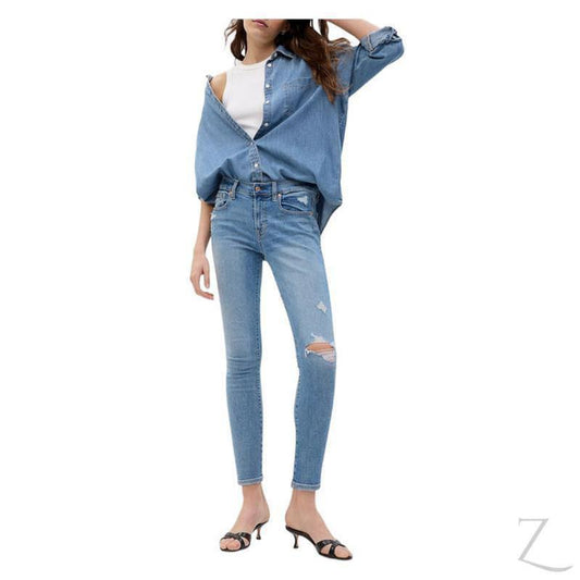 Buy-Ladies Super Strong Stretchy Skinny Denim Jeans | Ripped | "Bobo"-Blue-24-Regular-Online-in South Africa-on Zalemart