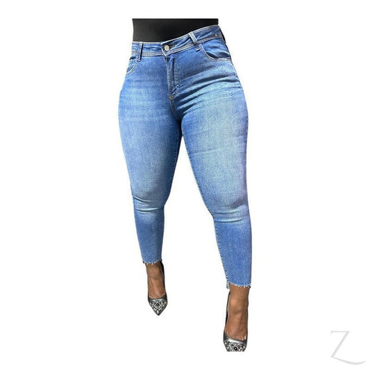 Ladies Super Skinny Super Strong Stretchy Denim Jeans | Semi-Cropped | "Zia"