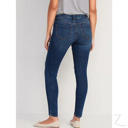 Ladies Super Skinny Stretchy Blue Denim Jeans | Ripped | "Samina"