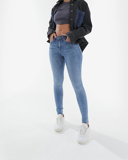 Ladies Super Stretchy Super Skinny Push Up Denim Jeans | Plain | "Phela"