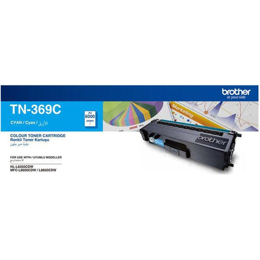 Brother High Yield Cyan Toner Cartridge for HLL8350CDW/ MFCL8600CDW/ MFCL8850CDW | TN369-C