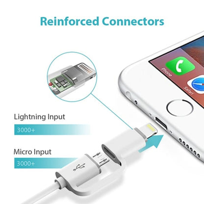 Romoss 2 in 1 USB-A to Lightning | Micro USB | 1m Cable - White