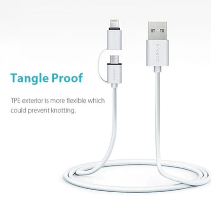 Romoss 2 in 1 USB-A to Lightning | Micro USB | 1m Cable - White