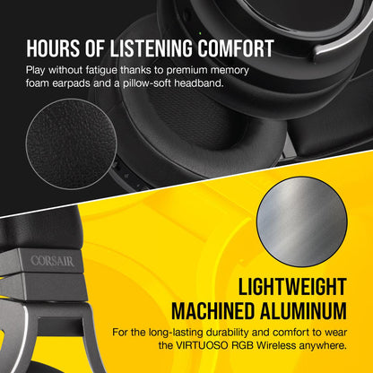 CORSAIR VIRTUOSO RGB Wireless High-Fidelity Gaming Headset; 7.1 - Carbon