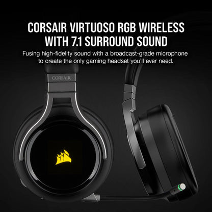 CORSAIR VIRTUOSO RGB Wireless High-Fidelity Gaming Headset; 7.1 - Carbon