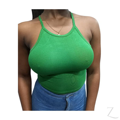 Buy-Ladies Cropped Stretchy Fitted Cami Vest | Plain-Green-XS-Online-in South Africa-on Zalemart