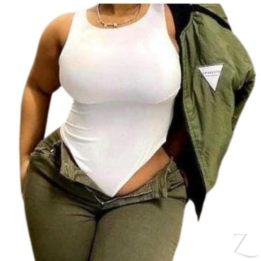 Buy-Ladies Stretchy Fitted Bodysuit | Plain-White-XS-Online-in South Africa-on Zalemart