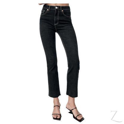 Buy-Ladies Super Strong Slightly Stretchy Cropped Flared Jeans | Plain | "Zia"-Deep Blue-26-Online-in South Africa-on Zalemart