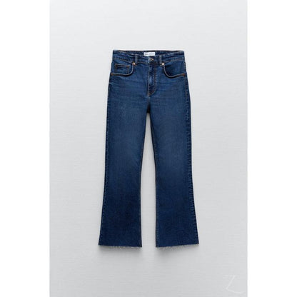 Buy-Ladies Super Strong Slightly Stretchy Cropped Flared Jeans | Plain | "Zia"-Online-in South Africa-on Zalemart