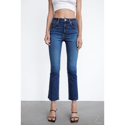 Buy-Ladies Super Strong Slightly Stretchy Cropped Flared Jeans | Plain | "Zia"-Online-in South Africa-on Zalemart