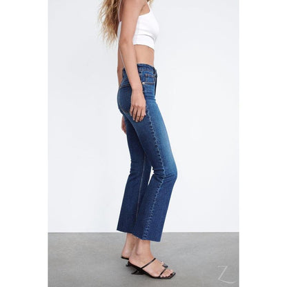 Buy-Ladies Super Strong Slightly Stretchy Cropped Flared Jeans | Plain | "Zia"-Online-in South Africa-on Zalemart