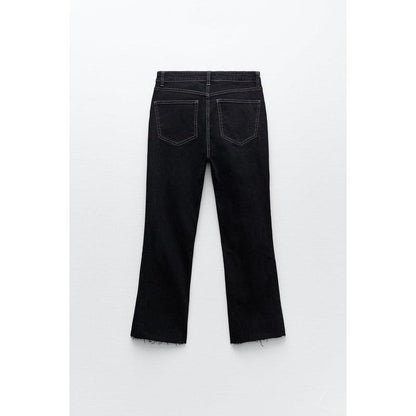 Buy-Ladies Super Strong Slightly Stretchy Cropped Flared Jeans | Plain | "Zia"-Online-in South Africa-on Zalemart