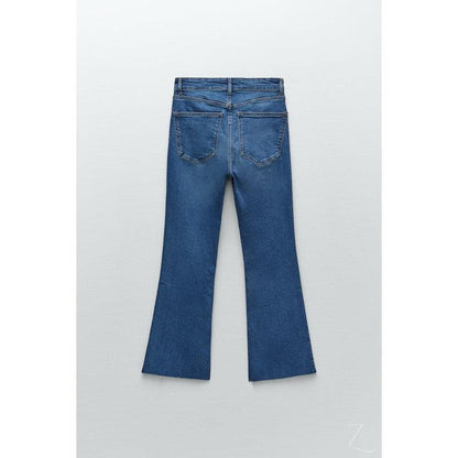 Buy-Ladies Super Strong Slightly Stretchy Cropped Flared Jeans | Plain | "Zia"-Online-in South Africa-on Zalemart