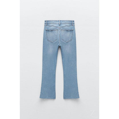 Buy-Ladies Super Strong Slightly Stretchy Cropped Flared Jeans | Plain | "Zia"-Online-in South Africa-on Zalemart