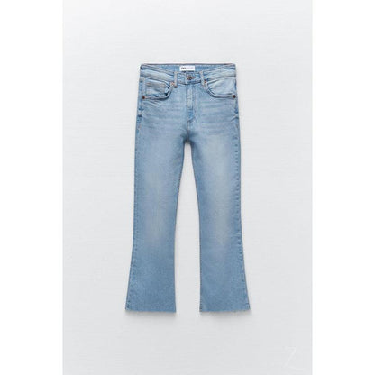 Buy-Ladies Super Strong Slightly Stretchy Cropped Flared Jeans | Plain | "Zia"-Online-in South Africa-on Zalemart