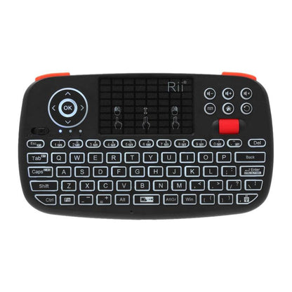 Rii Wireless QWERTY Backlit Gamepad Touchpad | Keyboard | Bumpers | Scroll Wheel - Black