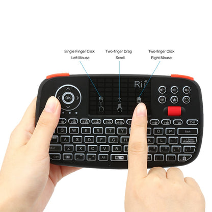 Rii Wireless QWERTY Backlit Gamepad Touchpad | Keyboard | Bumpers | Scroll Wheel - Black