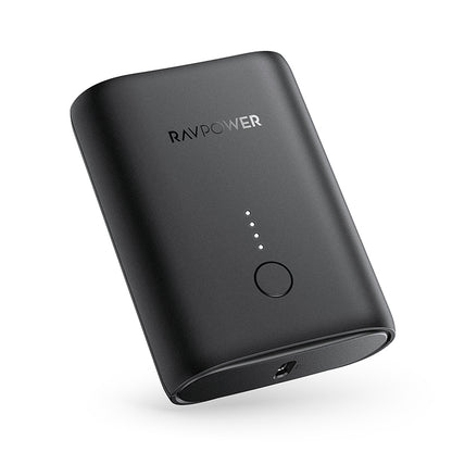 RAVPOWER 10000mAh 1x USB|1x Type-C PD18W/QC3.0 Power Bank - Black